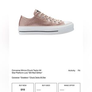 Sparkling Rose Gold Women's Converse Platform Sneakers